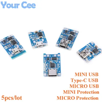 5pcs Type-C Micro Mini USB 5V 1A Модуль зарядного устройства для литиевой батареи 18650 TP4056 Зарядная плата с защитой Двойные функции