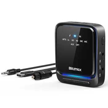 Передатчик-приемник Blitzwolf BlitzMax BM-BT06 Bluetooth-совместимый V5.2 с низкой задержкой звука Hi-Fi 3,5 мм Аудио Портативный адаптер