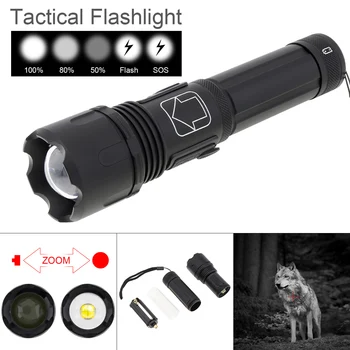 Мощный светодиодный тактический фонарик P50, USB-перезаряжаемая масштабируемая водонепроницаемая 5-режимная мини-уличная лампа для охоты
