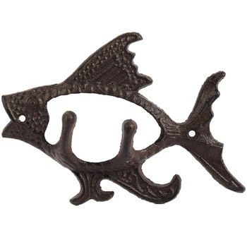 3X Рыба с двумя крючками Серия Ocean Чугунный Настенный Крючок Настенное крепление Вешалка для полотенец Крючок для шляпы, ключей, пальто