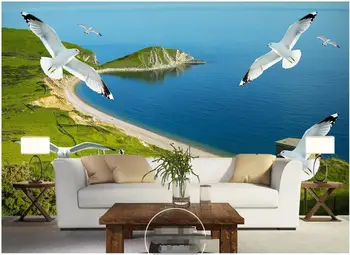 WDBH Пользовательские фото 3D обои Приморский луг остров чайка пейзаж декор гостиной 3d настенные фрески обои для стен 3 d
