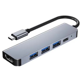 Концентратор Type-c для ноутбука, корпус из алюминиевого сплава, USB,HDMI-совместимый адаптер, конвертер, клавиатура, док-станция для U-диска