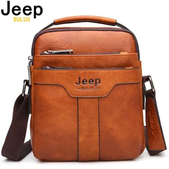 JEEP BULUO Мужские сумки-мессенджеры, мужская сумка большой емкости, кожаная сумка через плечо, коричневые деловые мужские подарки