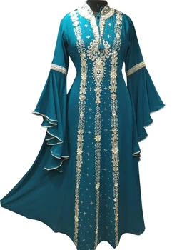Женское Длинное платье, Дубайское платье, Жоржет, Арабеска, Тобе, Исламская Элегантность, Марокканское