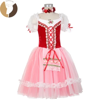 FLTOTURE/ Новое Поступление, Красное бархатное 5-слойное длинное платье для Танцев, Балетная юбка 