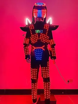 Костюм робота для косплея, костюм для сценических танцев, RGB светящаяся броня, световое шоу для ночного клуба, танцевальная светодиодная одежда, куртка