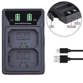 Зарядное устройство NP-FZ100 с портом USB и Type-C для Sony ZV-E1, Alpha 7S III, A7C, a1, ILME-FX30, FX3, A6600, A9, A9R, A9II