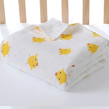 Детское мягкое впитывающее банное полотенце из чистого хлопка Для новорожденных С мультяшным принтом, детское летнее дышащее полотенце-обертка