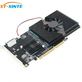 XT-XINTE 215*125 мм PCI-E Карта-адаптер LM313 PCI-E 8X/16X до 4P M.2 (протокол PCIe) Riser Card для NVME 2242 2260 2280 22110 SSD