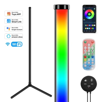 Светодиодный угловой светильник Tuya, изменяемый по цвету, с регулируемой яркостью Wi-Fi, работает с Alexa и Google Assistant, Новый Wifi прожектор 20 Вт