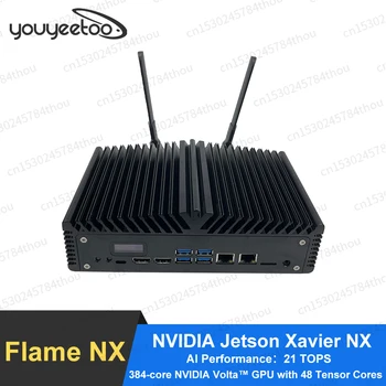 LEETOP Flame NX Box с пассивным охлаждением NVIDIA Jetson Xavier NX 21 ОБЕСПЕЧИВАЕТ высочайшую производительность искусственного интеллекта Два гигабитных порта Ethernet До 6 камер