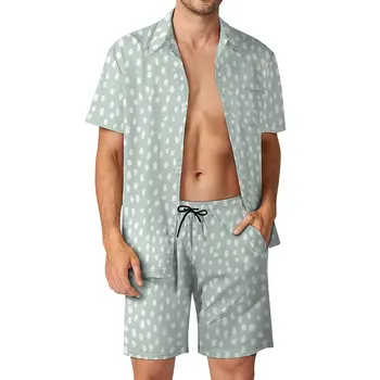 Мужской пляжный костюм с принтом мятного далматина, 2 предмета, винтажные координаты, Размер Eur