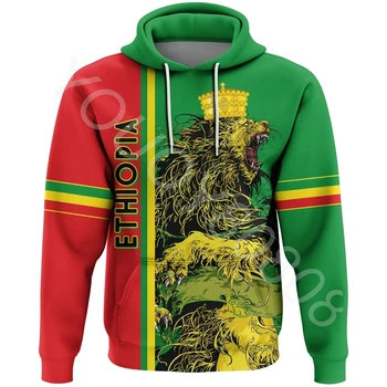 Сезонная африканская одежда, эфиопская толстовка с капюшоном, стиль - Корона льва, зеленый, Красный, Мужская одежда, Свитер, повседневная спортивная куртка с 3D-принтом