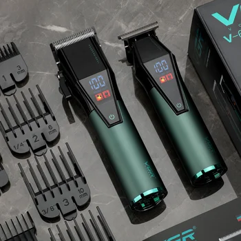 VGR V-677, набор профессиональных салонных машинок для стрижки волос, Электробритва, Перезаряжаемый Цифровой дисплей, домашний станок для Мам, Гравировальный Триммер