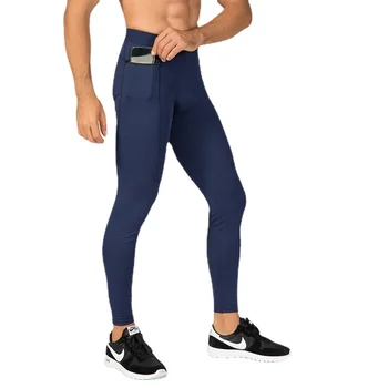 Мужские Брюки с карманами на молнии, Тренировочные брюки для бега, быстросохнущие Леггинсы с высокой эластичностью