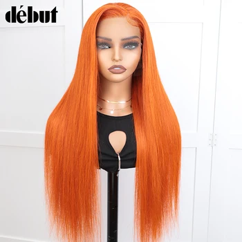 13X5 Кружевной HD Прозрачный Парик из натуральных волос на кружеве, Парики для женщин Длиной 30 дюймов, бразильские волосы оранжевого цвета Remy, человеческие волосы