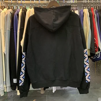 Высококачественная абрикосовая черная толстовка Rhude с капюшоном для мужчин и женщин, пуловеры в стиле хип-хоп