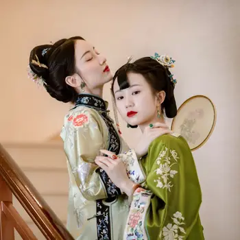 Аутентичное китайское традиционное платье в восточном стиле эпохи поздней Цин Ципао с принтом в стиле Ретро, зеленое платье Чонсам, Элегантная праздничная одежда