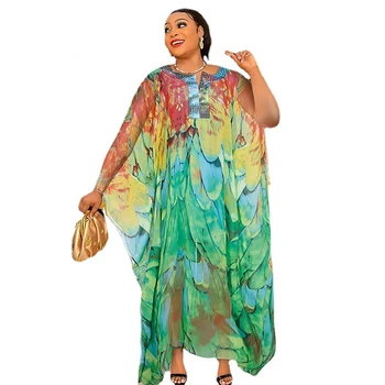 Платья из Турции для женщин, африканское Дизайнерское Традиционное вечернее платье из шифона размера Плюс, Абайя, Нигерийская одежда с повязкой на голову