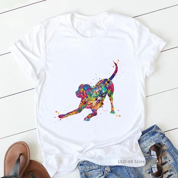 Футболка с акварельным принтом Золотистого Ретривера, Женская одежда, футболка с изображением любимого щенка Собаки, Женская одежда Kawaii, Уличная одежда