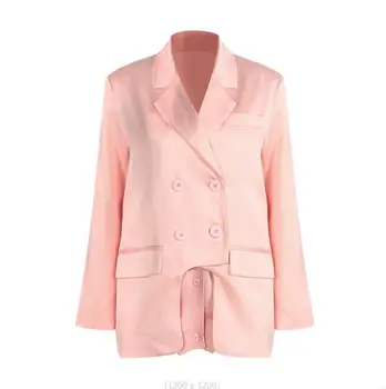 Весенняя одежда новая пудра сакура поддельные две вязаные строчки костюм куртка женская корейская версия нишевого модного пальто женское