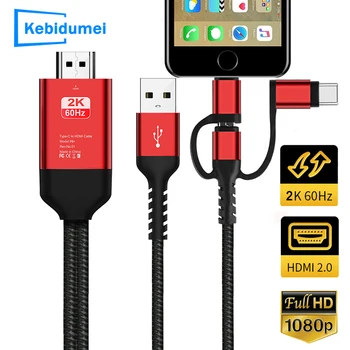 Аудиокабель Type C Micro USB 3.0 HDMI Для подключения экрана телефона к HDMI-совместимому HDTV-Проектору, Видеоадаптеру-Конвертеру Для iPhone