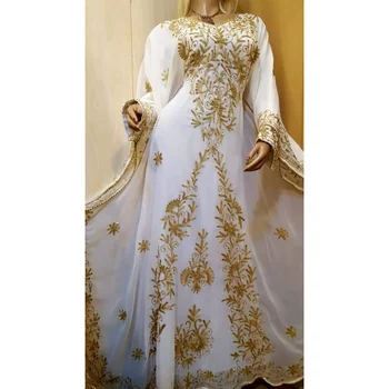 Белое платье, Новая Марокканская Длинная рубашка из Дубая, Платье-халат Фараша, Длинное Платье, Европейский и американский модный тренд