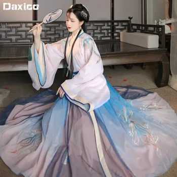 Оригинальное китайское древнее платье Hanfu с вышивкой, Восточная традиционная Одежда Принцессы Династии Хань, Национальный праздничный костюм для Косплея