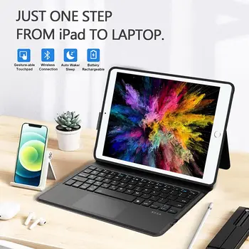 Умный Чехол для iPad с клавиатурой для iPad 9-го, 8-го, 7-го поколения 2021 2020 2019 и iPad Air 3-го 2019 и iPad Pro 10,5 