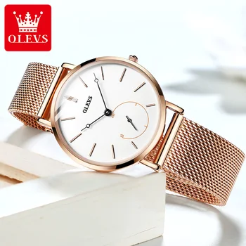 OLEVS 5190, Новые кварцевые часы для женщин, роскошный бренд, Элегантные розовые золотые водонепроницаемые простые ультратонкие наручные часы для дам