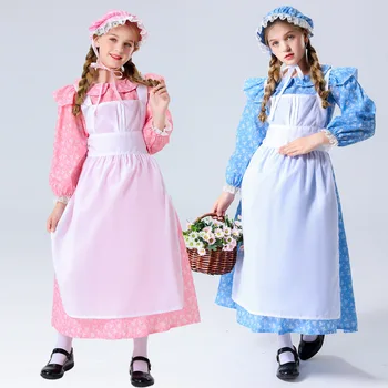 Платье для девочек из фермерской колонии, пасторальный костюм, детские театральные сценические костюмы