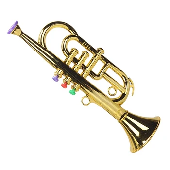 3X Труба, 3 тона, 3 цветных клавиши, имитация Игры, Мини-музыкальные Духовые инструменты Для детского Дня рождения, игрушка, Золото