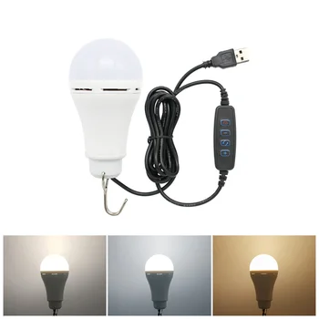 Наружный USB светодиодный фонарь Портативная лампа для кемпинга 5 В 3 Цвета С регулируемой Яркостью Перезаряжаемая лампа для домашнего Пешего Туризма Аварийный ночной светильник