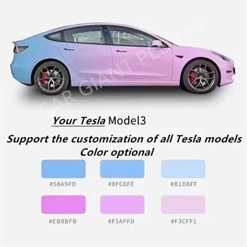 Для Tesla Model 3 Y S X Виниловая пленка Для Обертывания автомобиля Покрывающая Фольга Без воздушных Пузырьков Клей с низкой Липкостью Автомобильная окрашенная пленка на заказ