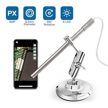 8 Мм 5MP 0-200X Непрерывный Фокусный 3в1 USB Цифровой Микроскоп CMOS Бороскоп Ручной Эндоскоп Инспекционный Отоскоп Для ПК Android
