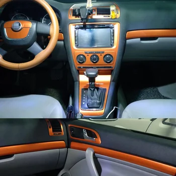 Для Skoda Octavia 2007-2014, Внутренняя центральная панель управления, Дверная ручка, 5D Наклейки из углеродного волокна, наклейки для стайлинга автомобилей, аксессуары