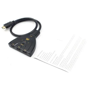 4Kx2K HDMI-совместимый кабель HD 1080p 1.4b 3D TV Адаптер 3 В 1 Выход Автоматический Переключатель Splitter Switcher HUB Box Для DVD HDTV Компьютера