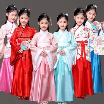 Древнекитайский костюм Для детей, Платье Семи Фей Ханфу, Одежда для народных танцев, традиционное китайское платье для девочек