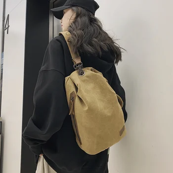 Простые однотонные винтажные модные рюкзаки, повседневный женский рюкзак для путешествий, многофункциональный холщовый женский школьный рюкзак Mochila Sac