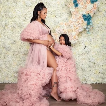 Розовые платья для беременных для фотосессии, Пушистые платья 
