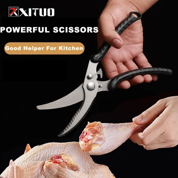 XITUO Прочные Ножницы для куриных костей, полностью стальные Пружинные Автоматические кухонные ножницы Шеф-повара для рыбы, мяса, Утки, барбекю, Инструмент для резки мяса