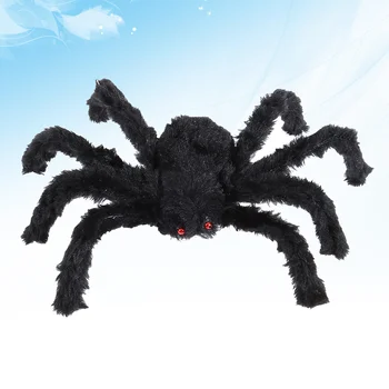 Пушистый паук, реалистичный волосатый паук, страшное насекомое, декор для дома с привидениями, аксессуар для вечеринки в помещении (черный, 60 см)