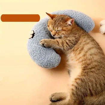 Милая U-образная подушка для домашних животных, удобный жемчужный хлопок, щенок, котенок, зоотовары, защищает шейный отдел позвоночника, подушка для глубокого сна