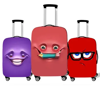 Защитная оболочка с забавным выражением лица, чехол для дорожного чемодана, эластичные пылезащитные чехлы, подходят для багажа 18-32 дюймов, Необходимый чехол для багажа