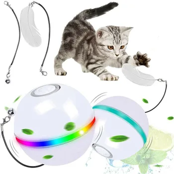 Умные игрушки для кошек, Автоматический катящийся мяч, Электрический интерактивный мяч для дрессировки кошек, самодвижущиеся игрушки для котенка для игр в помещении