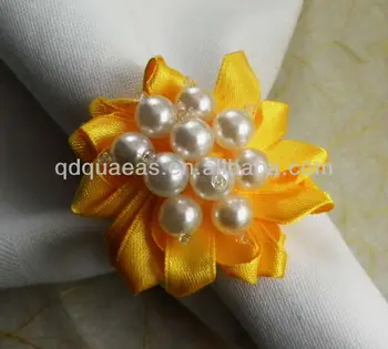 украшение кольцо для салфеток с искусственным жемчугом и цветком для свадьбы, украшения и праздничного держателя салфеток