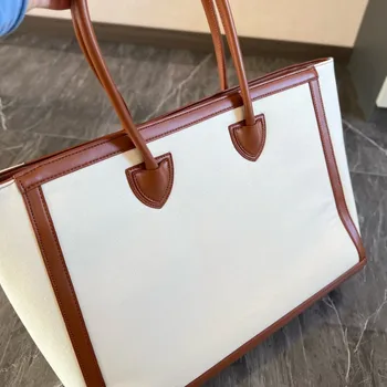 Дизайнерская парусиновая кожаная строчка на плече, модная классическая сумка большой емкости для поездок на работу, высококачественные сумки в тон