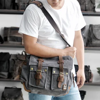 Уличная водонепроницаемая холщовая мужская сумка-мессенджер, модная дизайнерская сумка для ноутбука weekend street daily, 14-дюймовая сумка для ноутбука через плечо