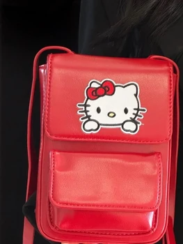 Сумка для мобильного телефона в ретро-мини-дизайне через плечо Hello Kitty, Новая Модная сумка Через плечо, кошелек, сумки Через плечо