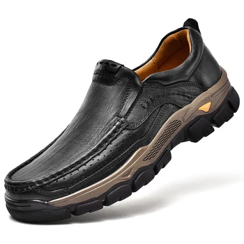 Походная обувь для любителей активного отдыха, Мужская Водонепроницаемая Походная обувь, Горные ботинки, тактическая обувь для лесной охоты из натуральной кожи